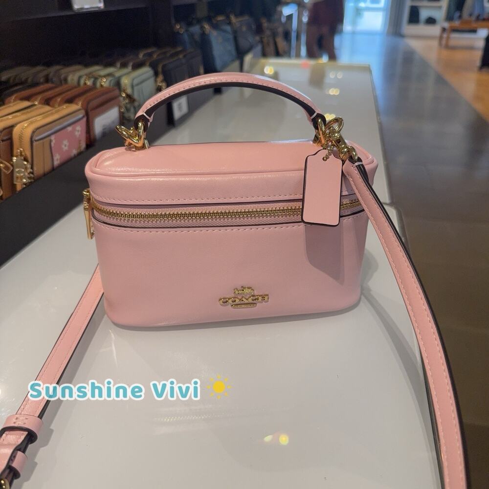 NWT Coach Rainer Crossbody Bag 18 CEO24 Gold/Soft Pink Shiny smooth leather